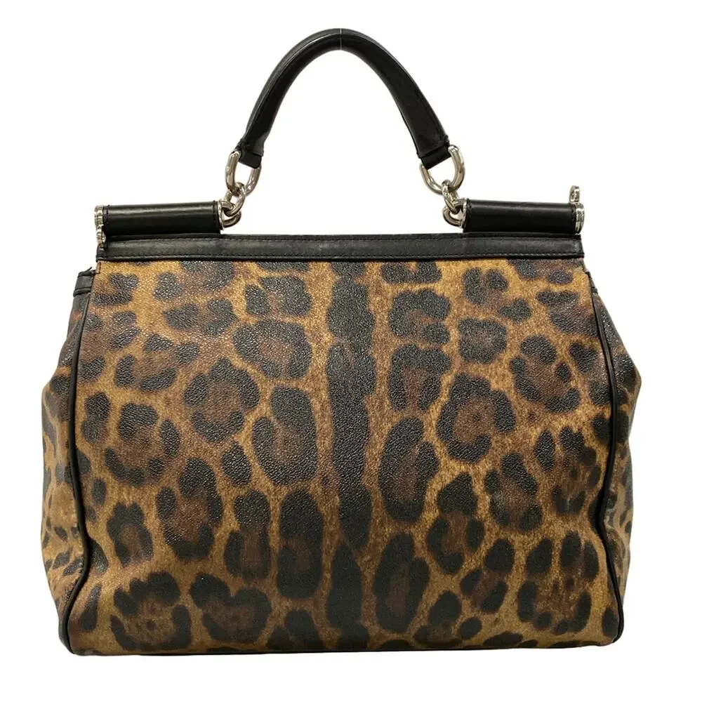 Dolce & Gabbana DOLCE&GABBANA Sicily Handbag Black Dark Brown Beige PVC Leather